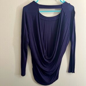 Express Purple Long Sleeve Open Back Top